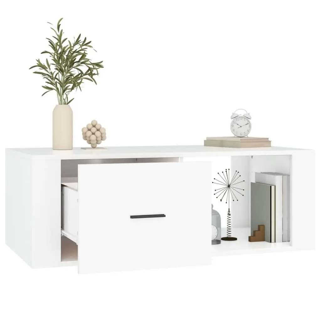 Coffee Table White 100x50.5x35 cm with Drawer Storage Compartment Living Room