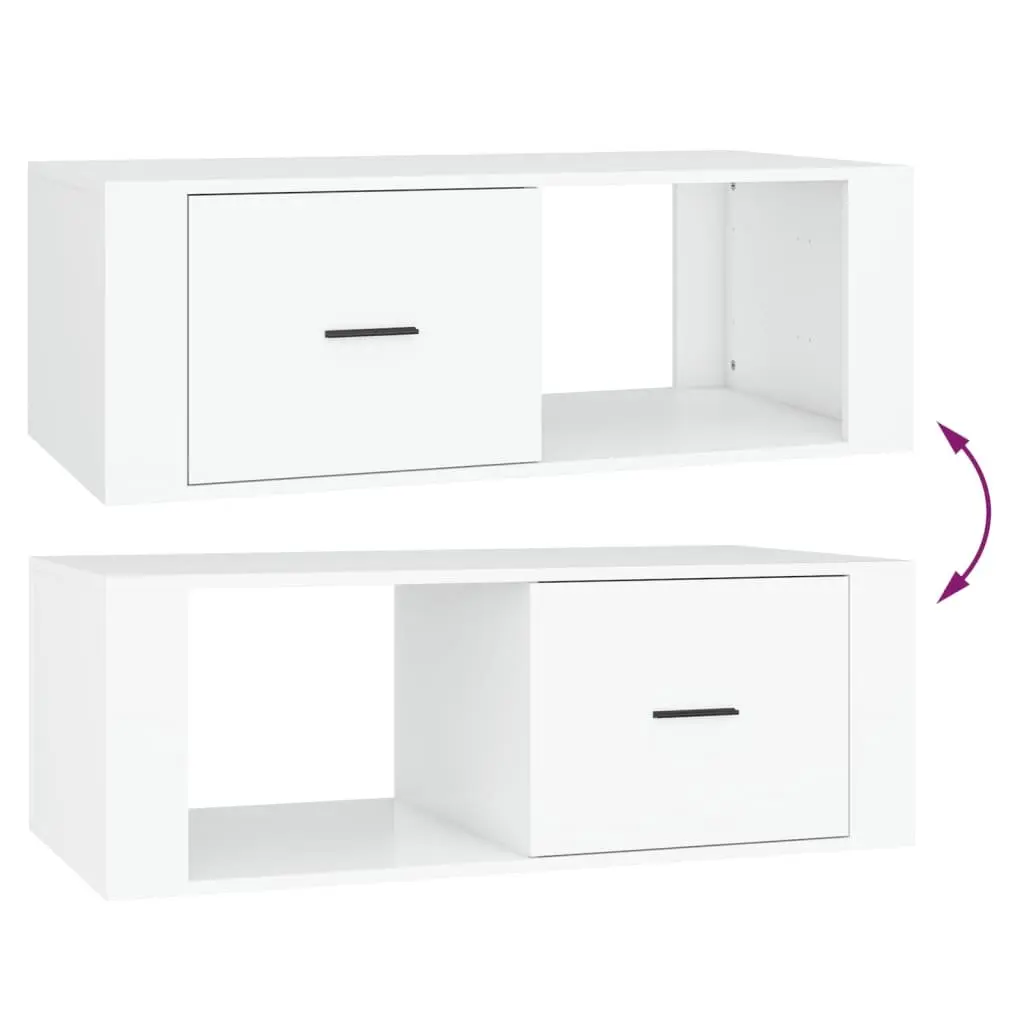 Coffee Table White 100x50.5x35 cm with Drawer Storage Compartment Living Room