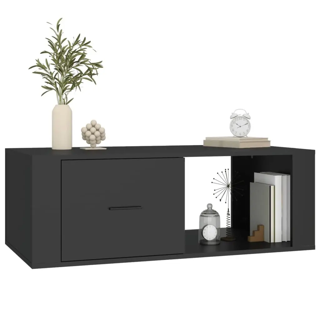 Coffee Table Living Room Black Storage Drawer Open Compartment