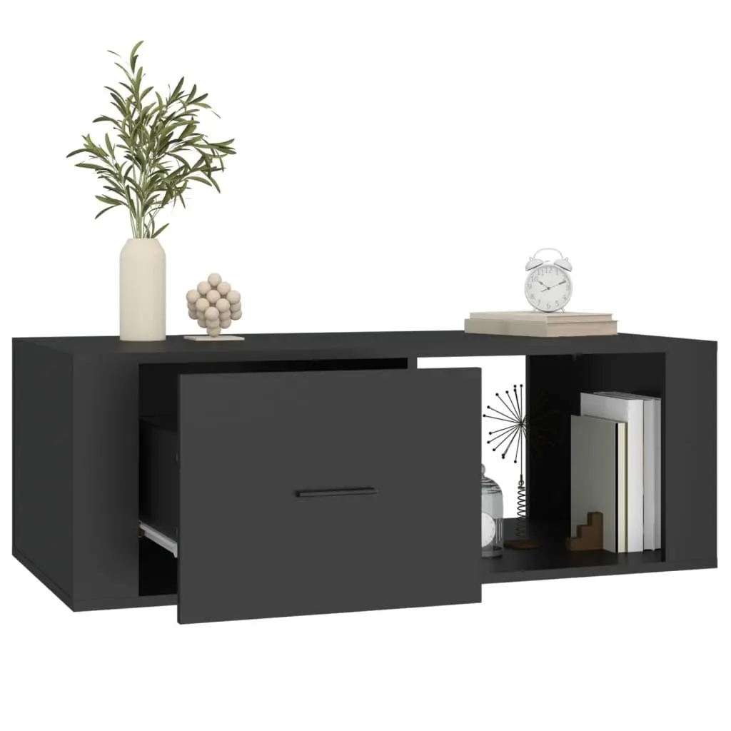 Coffee Table Living Room Black Storage Drawer Open Compartment