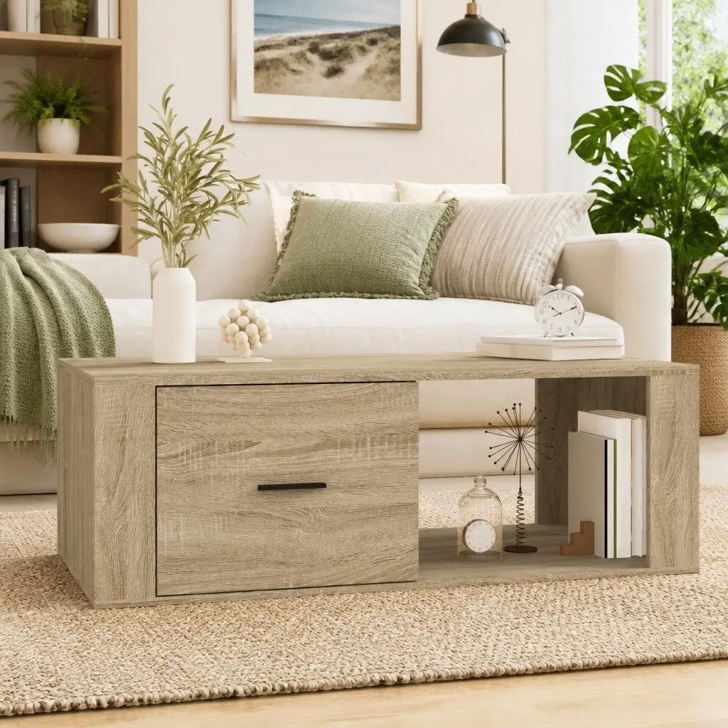 Engineered Wood Coffee Table 100x50.5x35 cm with Storage