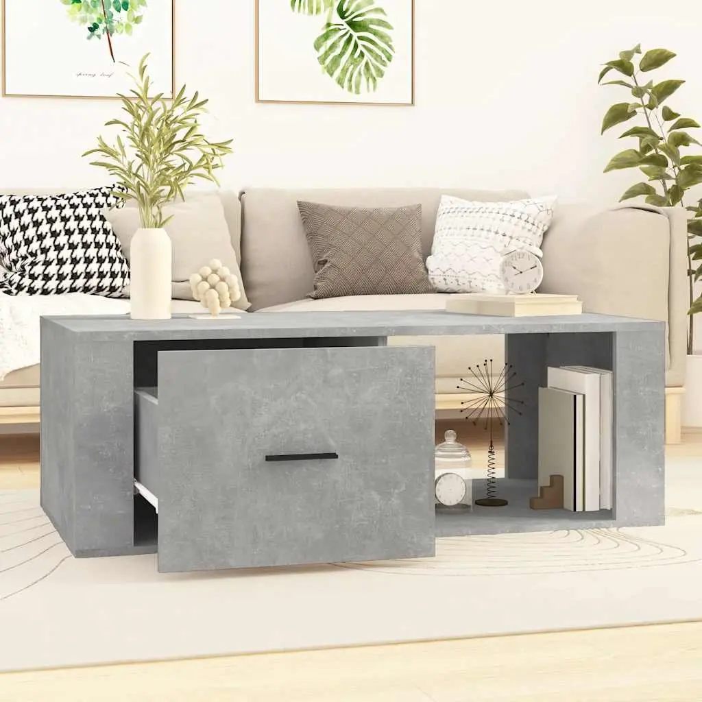Coffee Table Grey 100x50.5x35cm Engineered Wood Storage Drawer Compartment
