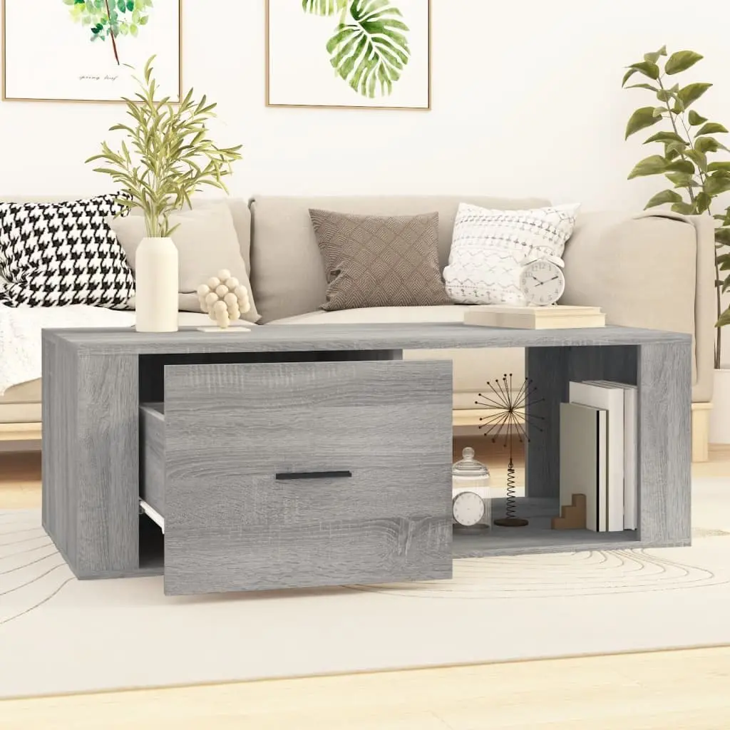 Coffee Table Living Room Grey Engineered Wood 100L x 50.5W x 35H cm
