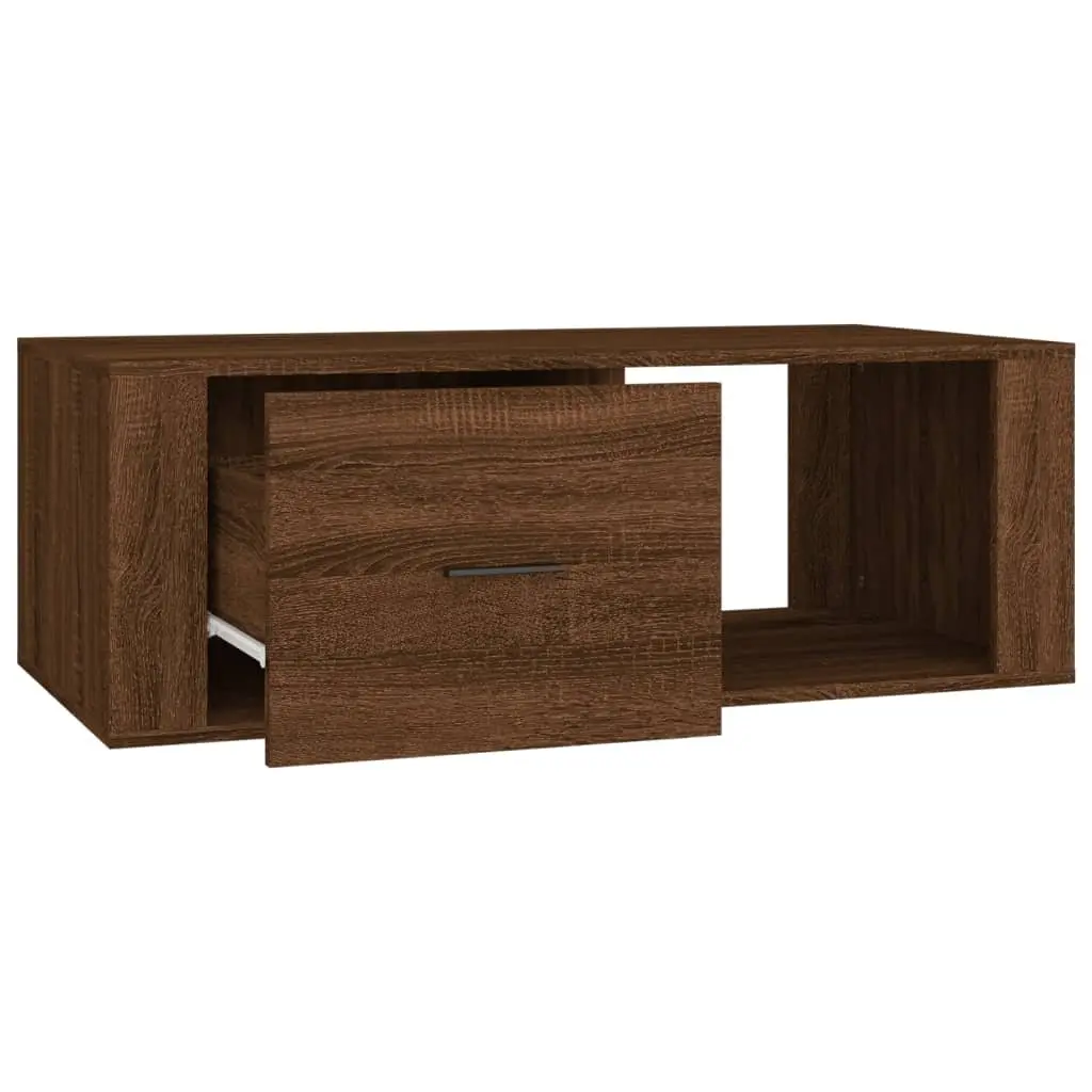 Coffee Table Brown Oak Engineered Wood Living Room Accent Sofa Side Table