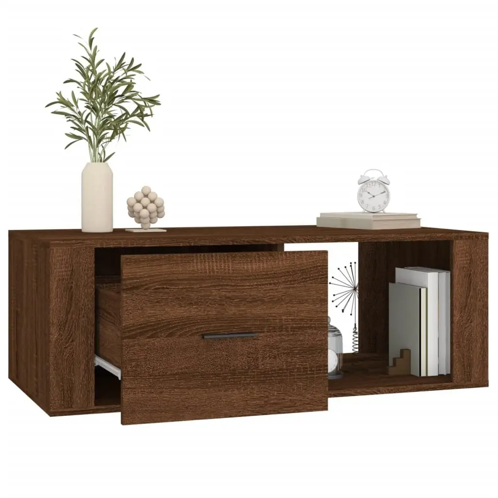 Coffee Table Brown Oak Engineered Wood Living Room Accent Sofa Side Table
