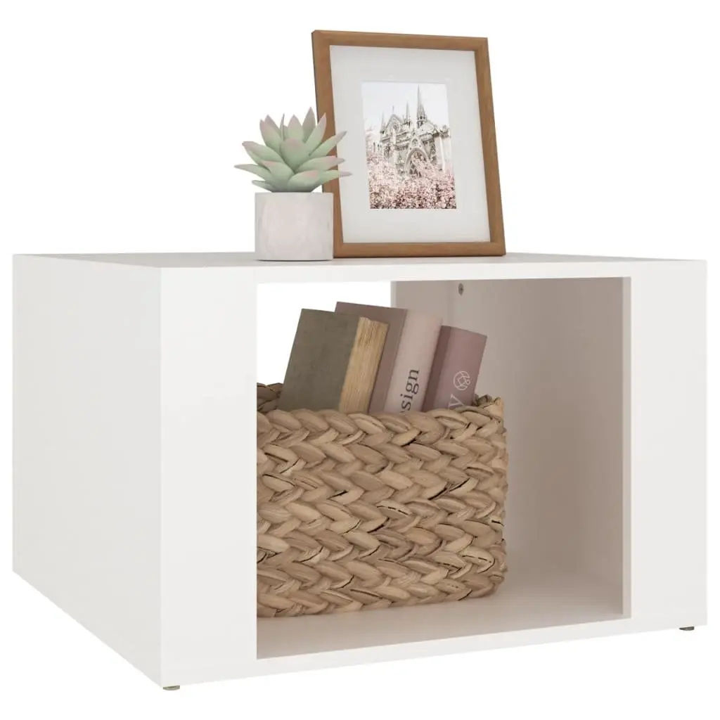Bedside Table White Storage Nightstand Bedroom 57 x 55 x 36 cm