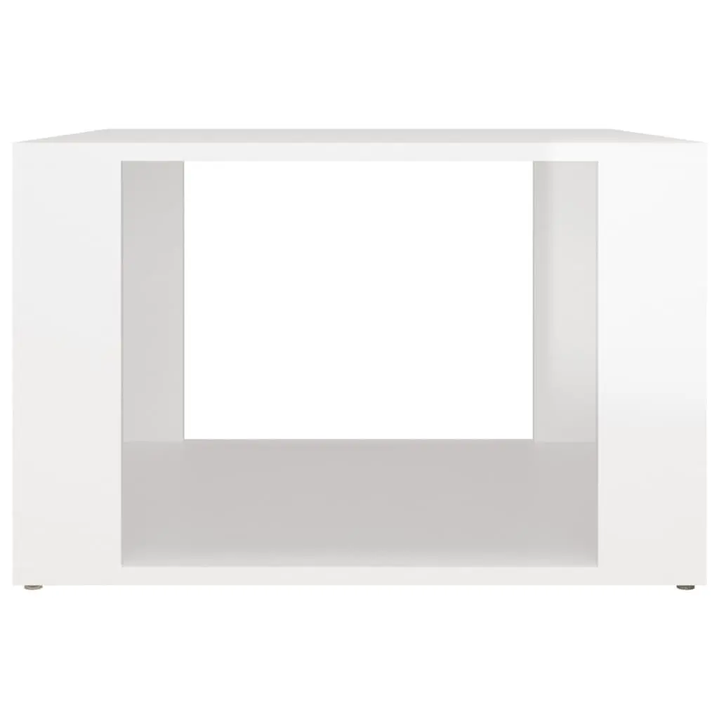 Bedside Table White High Gloss Storage Nightstand Engineered Wood Elegant Design