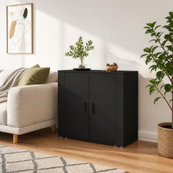 Black Sideboard Specifications: 80x33x70 cm Engineered Wood