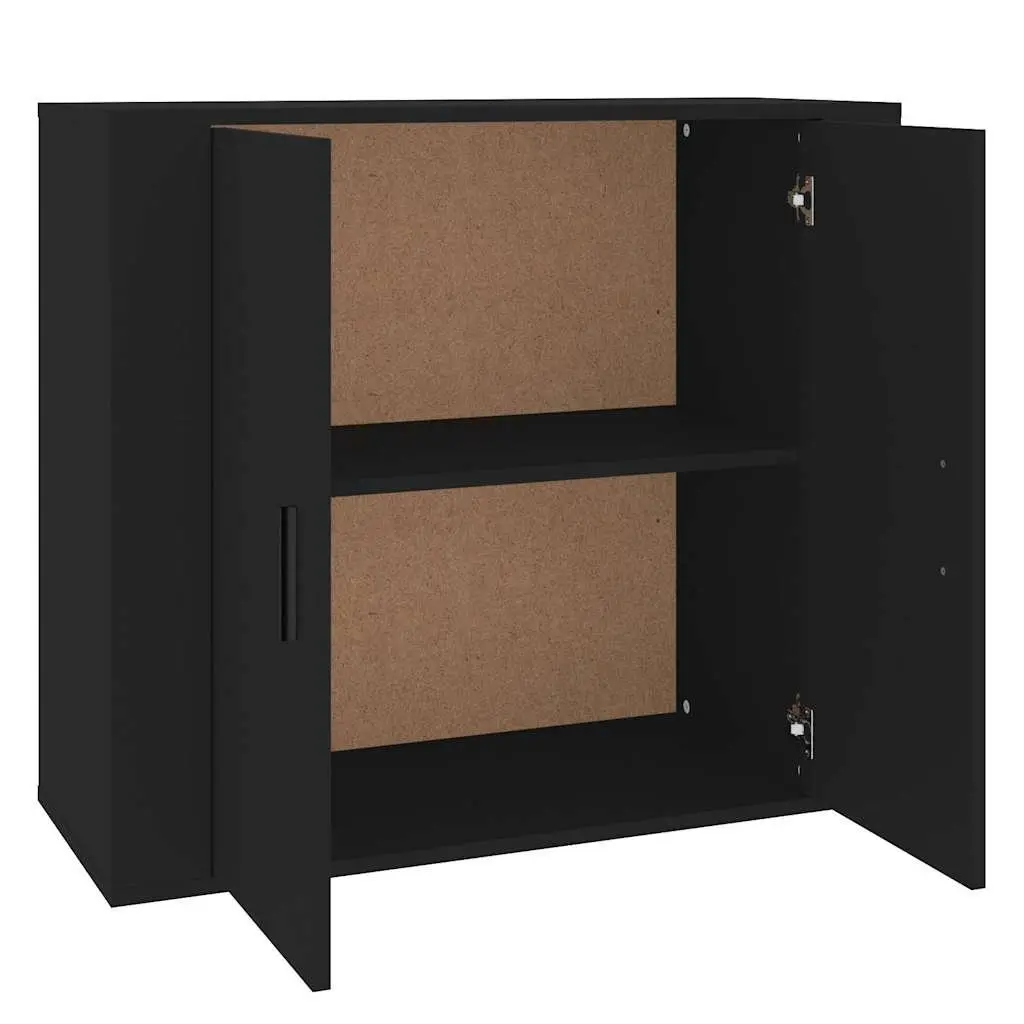 Sideboard Black 80x33x70 cm Storage Cabinet Engineered Wood Cupboard Doors