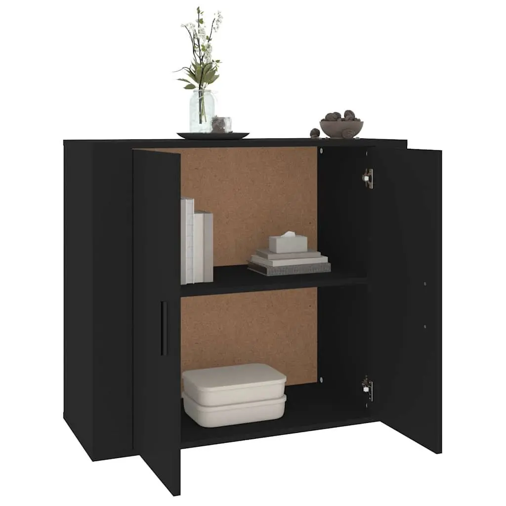 Sideboard Black 80x33x70 cm Storage Cabinet Engineered Wood Cupboard Doors