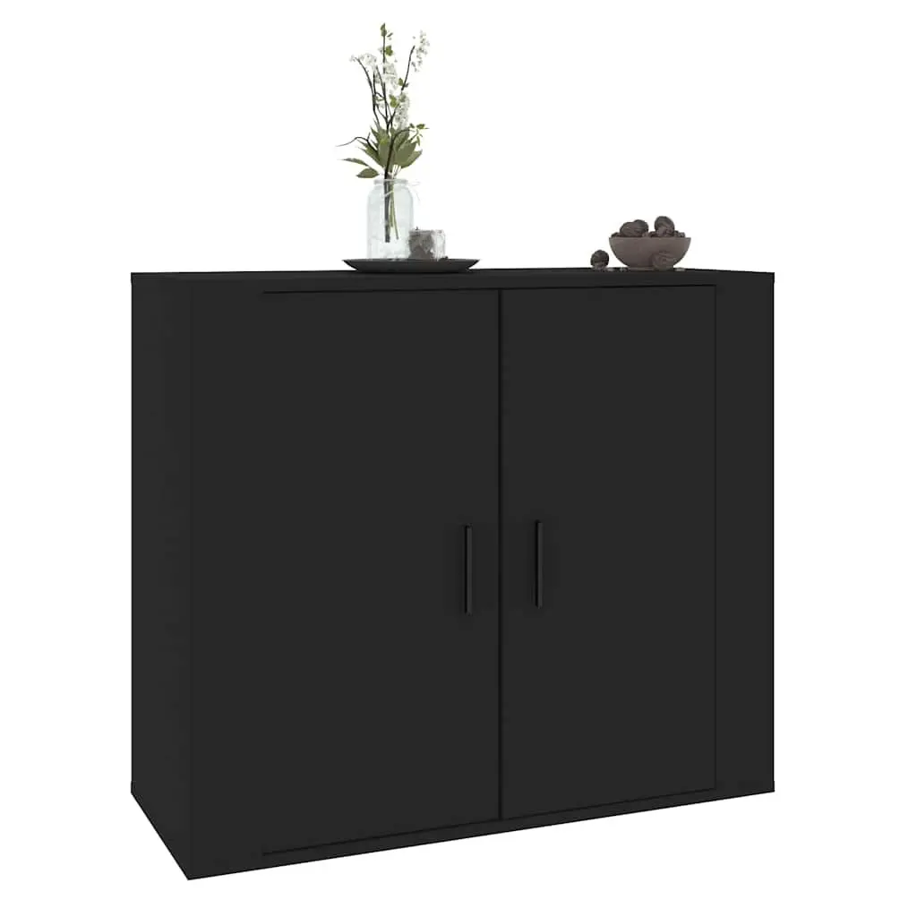Sideboard Black 80x33x70 cm Storage Cabinet Engineered Wood Cupboard Doors