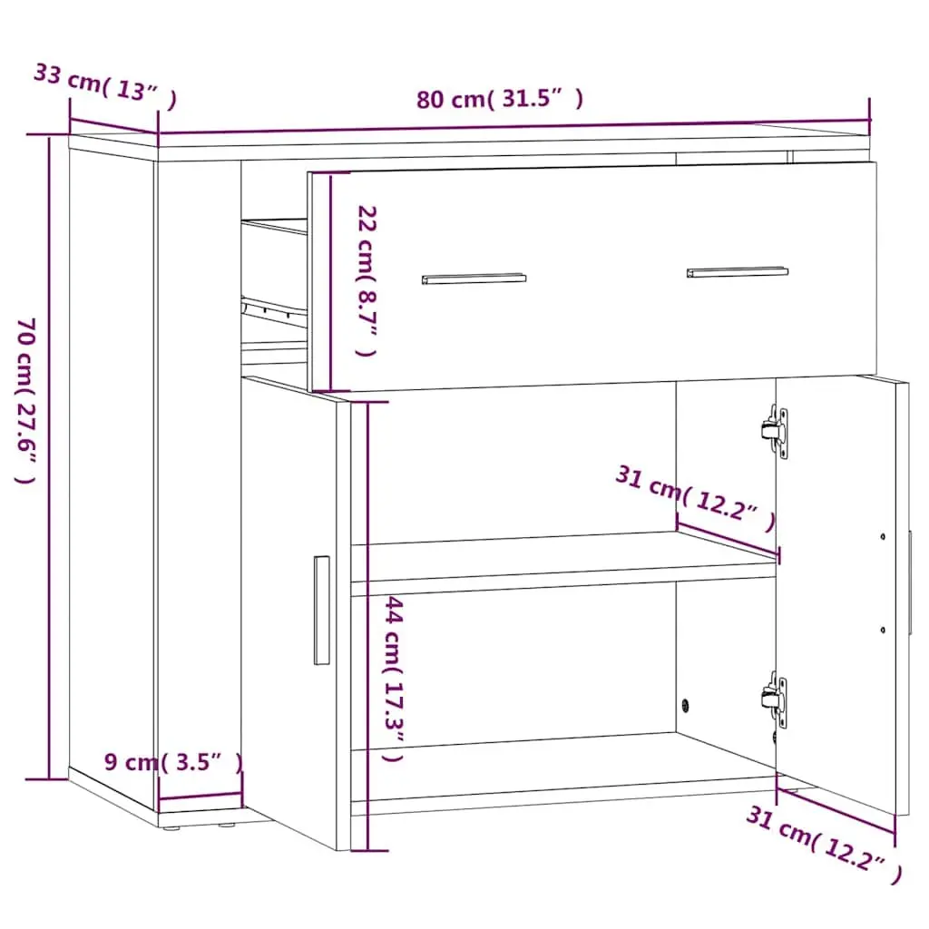 Brown Engineered Wood Sideboard Cabinet