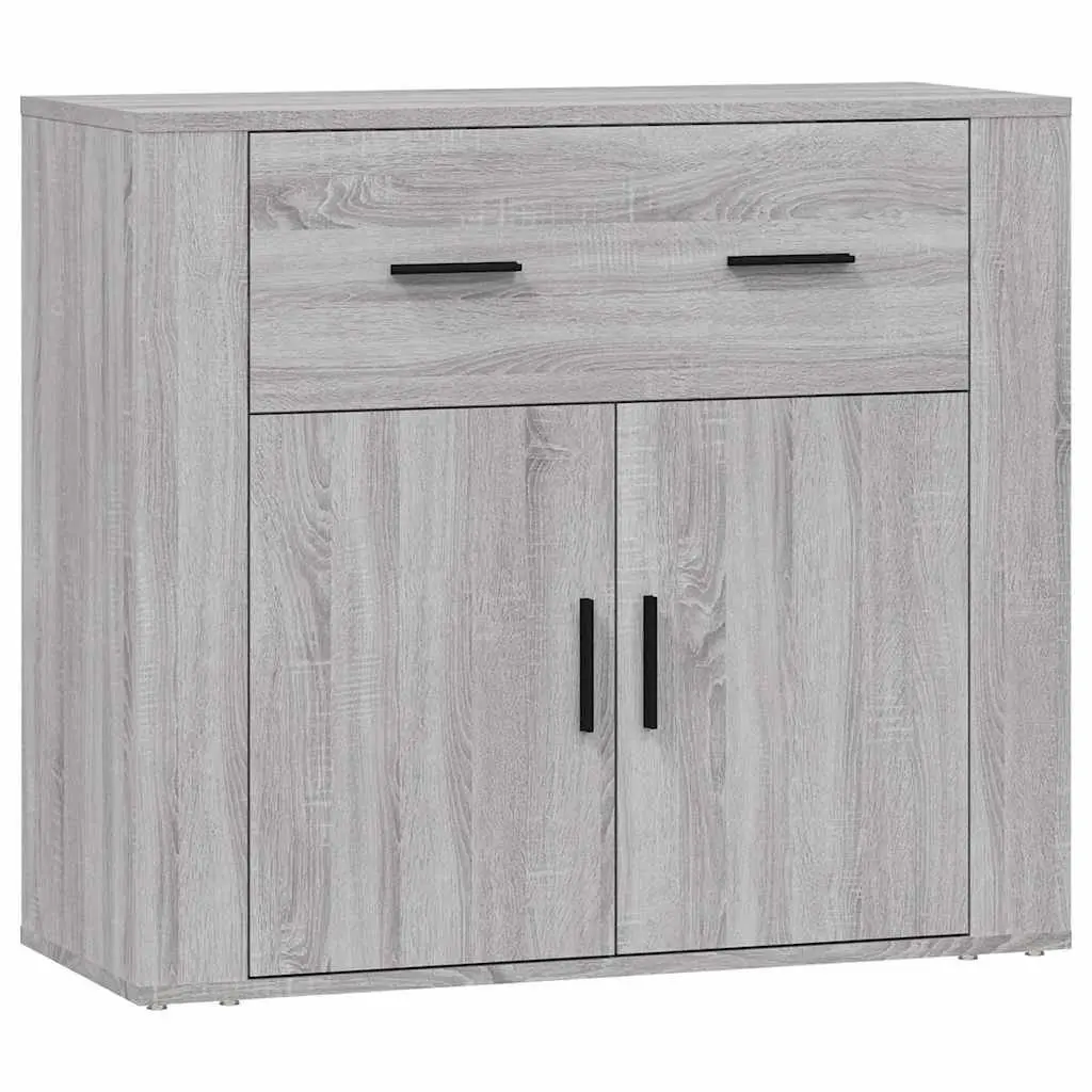 Grey Sideboard Storage Cabinet with Doors Drawers Compartments 80x33x70cm