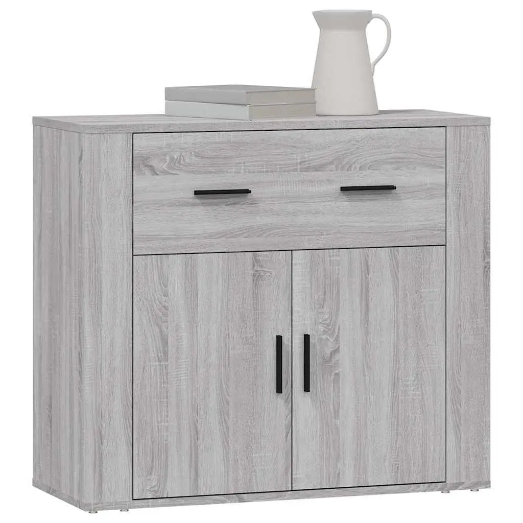 Grey Sideboard Storage Cabinet with Doors Drawers Compartments 80x33x70cm