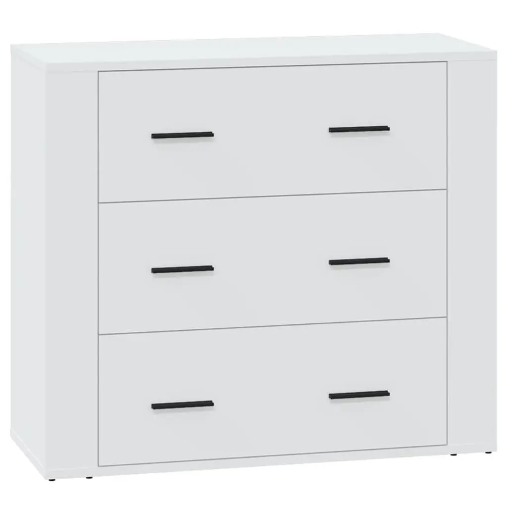 White Sideboard Cabinet 80x33x70cm Engineered Wood Storage Buffet 3 Drawers