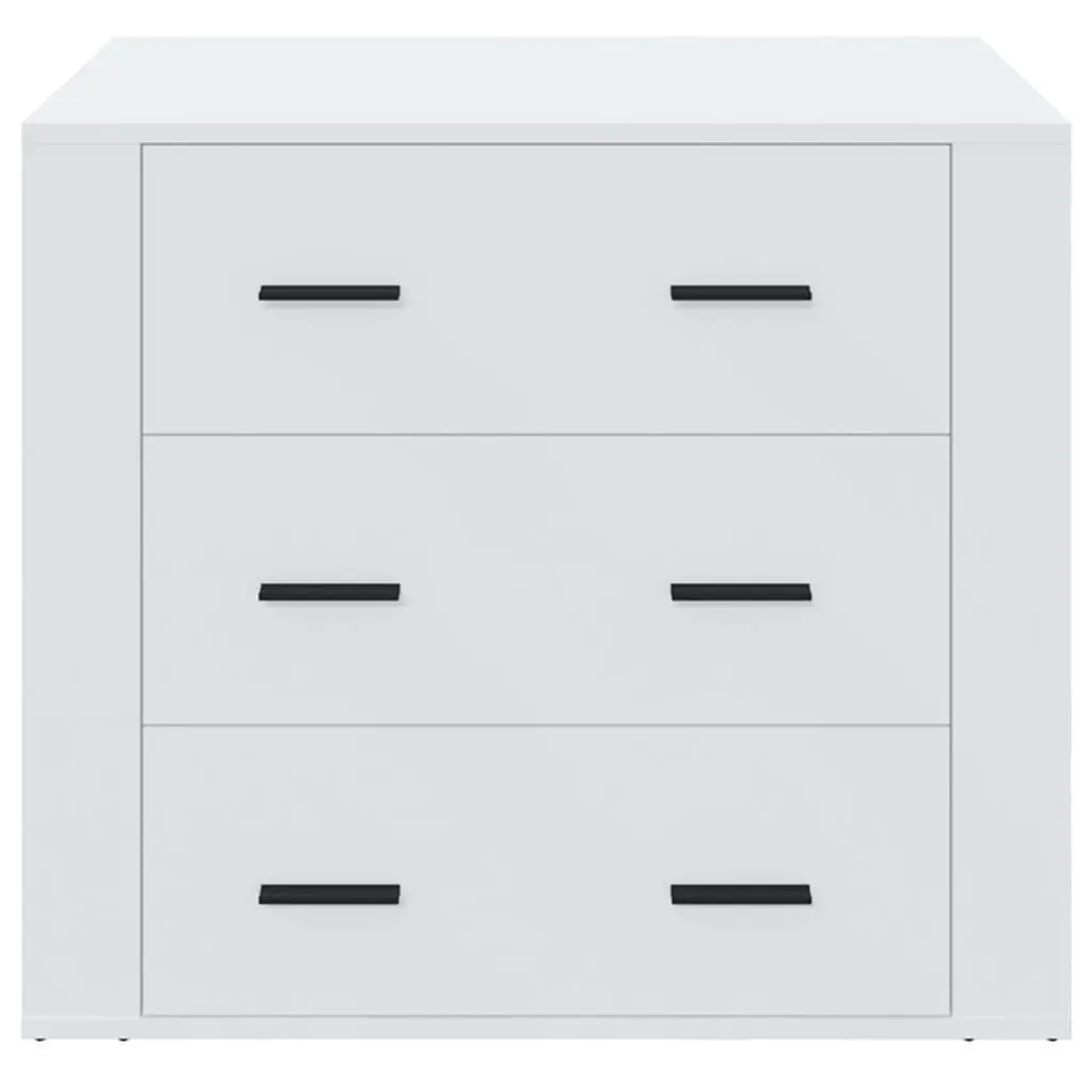 White Sideboard Cabinet 80x33x70cm Engineered Wood Storage Buffet 3 Drawers