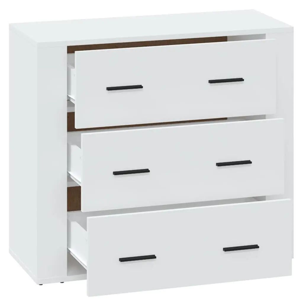 White Sideboard Cabinet 80x33x70cm Engineered Wood Storage Buffet 3 Drawers