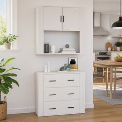 Wall Cabinet 80x33x80 cm - White Engineered Wood