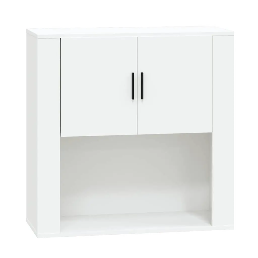White Wall Cabinet Storage Organiser 80x33x80cm Engineered Wood Mounted