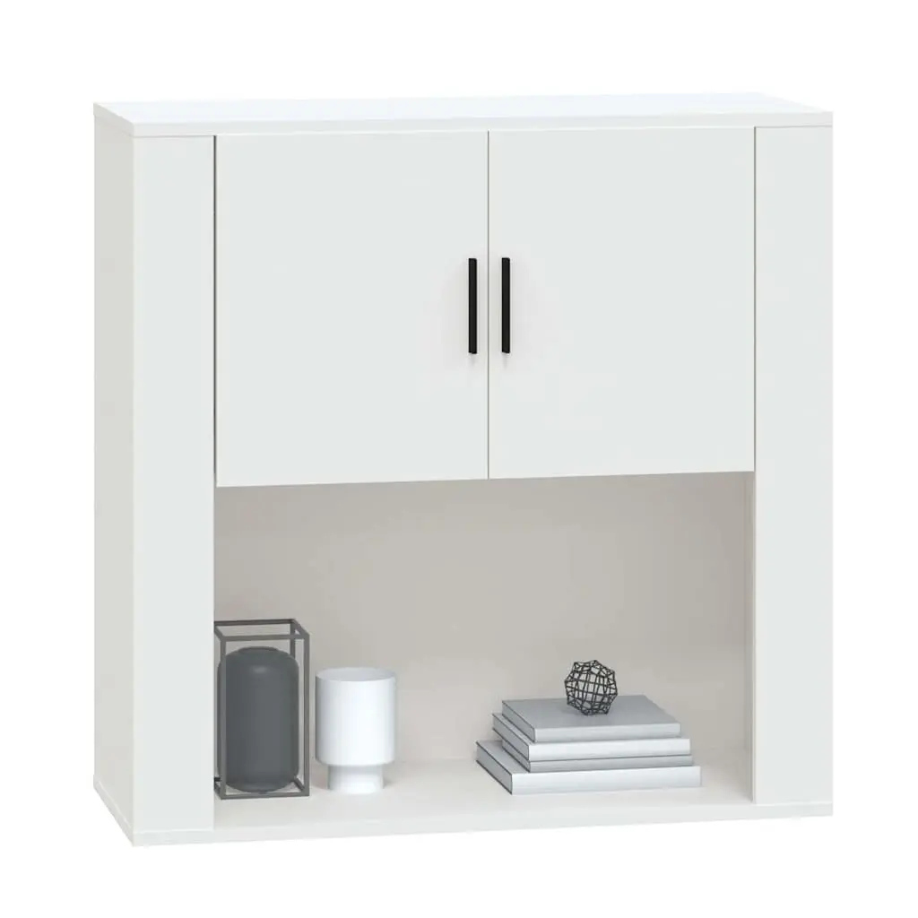 White Wall Cabinet Storage Organiser 80x33x80cm Engineered Wood Mounted