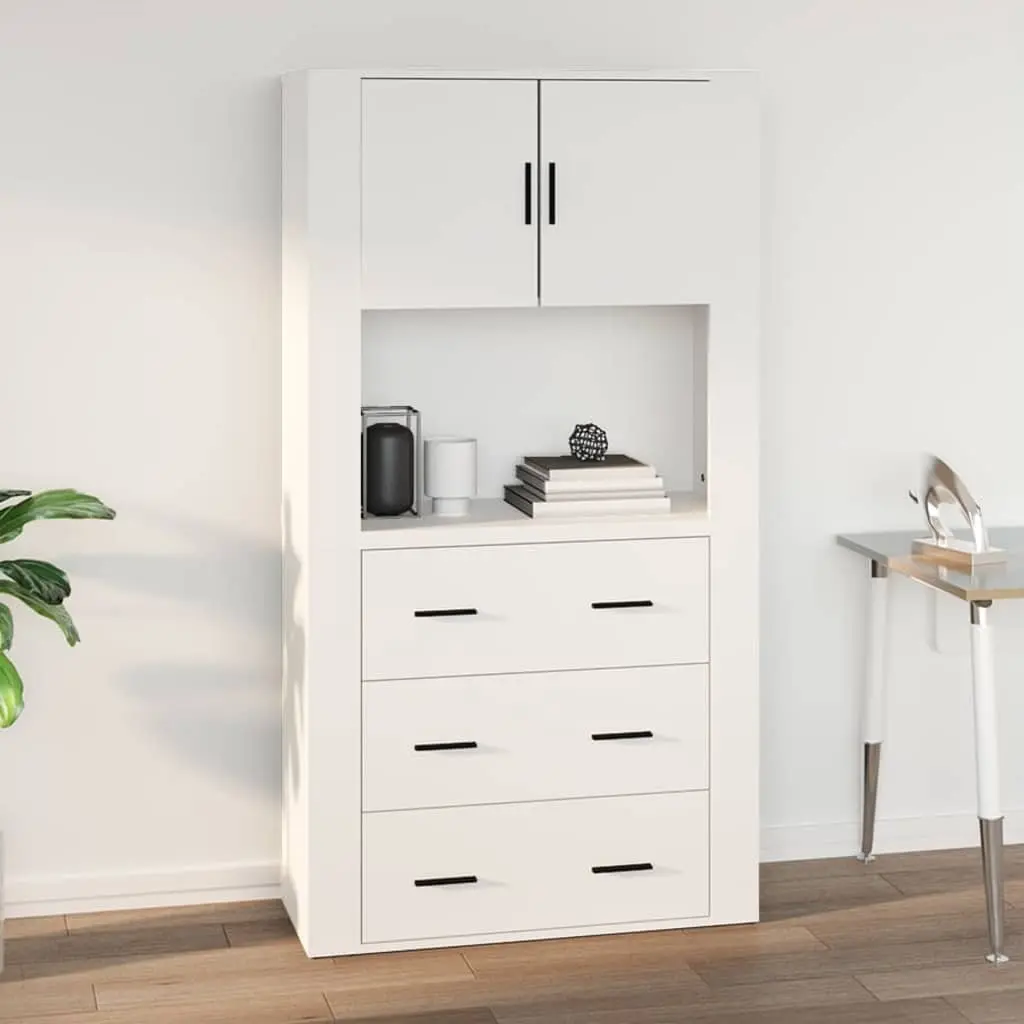White Wall Cabinet Storage Organiser 80x33x80cm Engineered Wood Mounted
