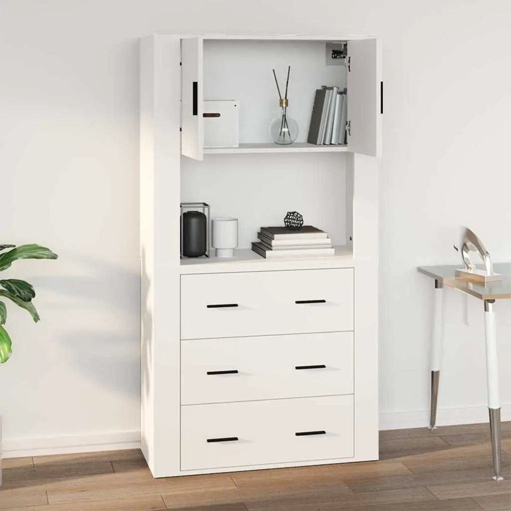White Wall Cabinet Storage Organiser 80x33x80cm Engineered Wood Mounted