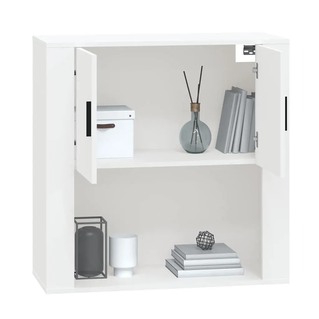 White Wall Cabinet Storage Organiser 80x33x80cm Engineered Wood Mounted