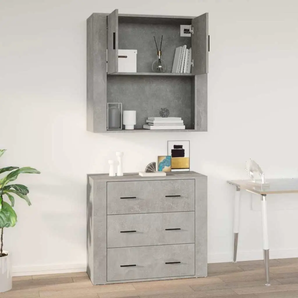 Grey Wall Cabinet 80x33x80 cm