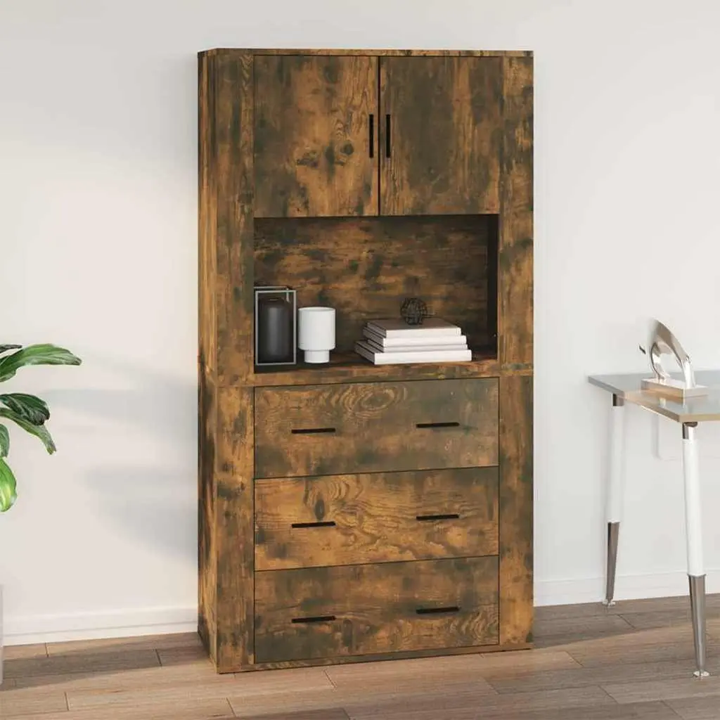 Wall Cabinet Storage for Home 80x33x80 cm Smoked Oak Engineered Wood