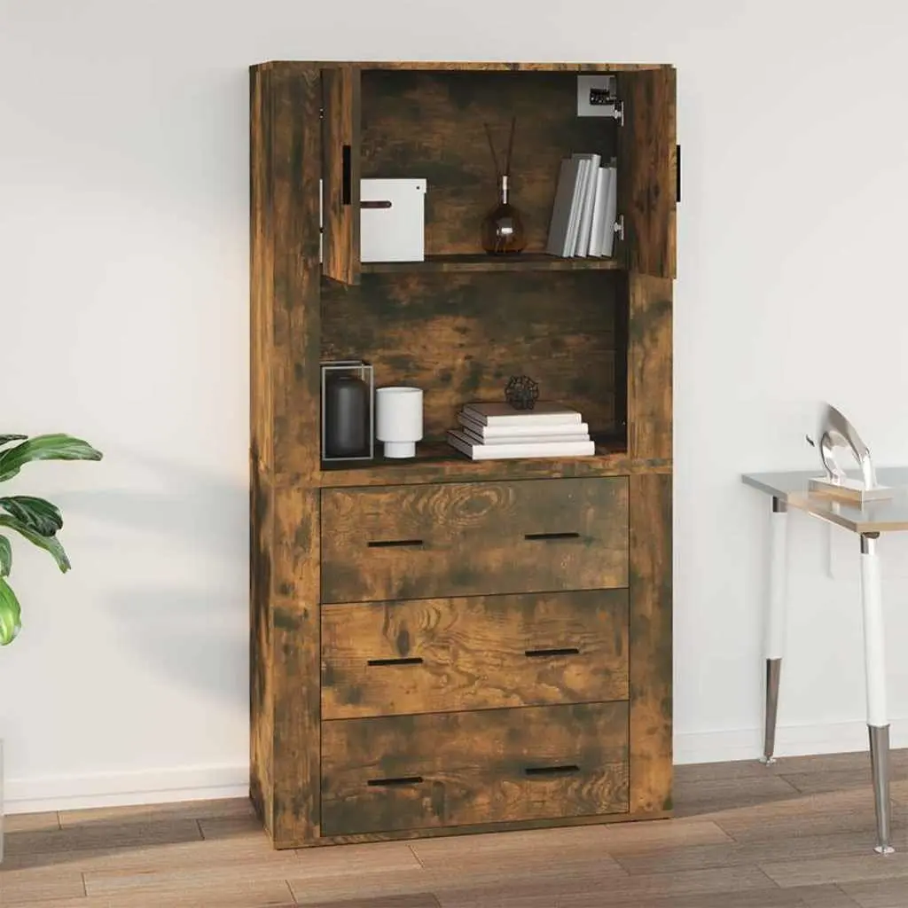 Wall Cabinet Storage for Home 80x33x80 cm Smoked Oak Engineered Wood