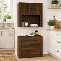 Wall Cabinet Brown Oak 80x33x80 cm Engineered Wood Hanging Storage Organiser