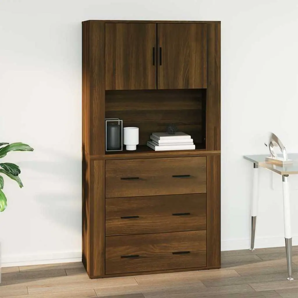 Engineered Wood Wall Cabinet Brown Oak 80x33x80 cm