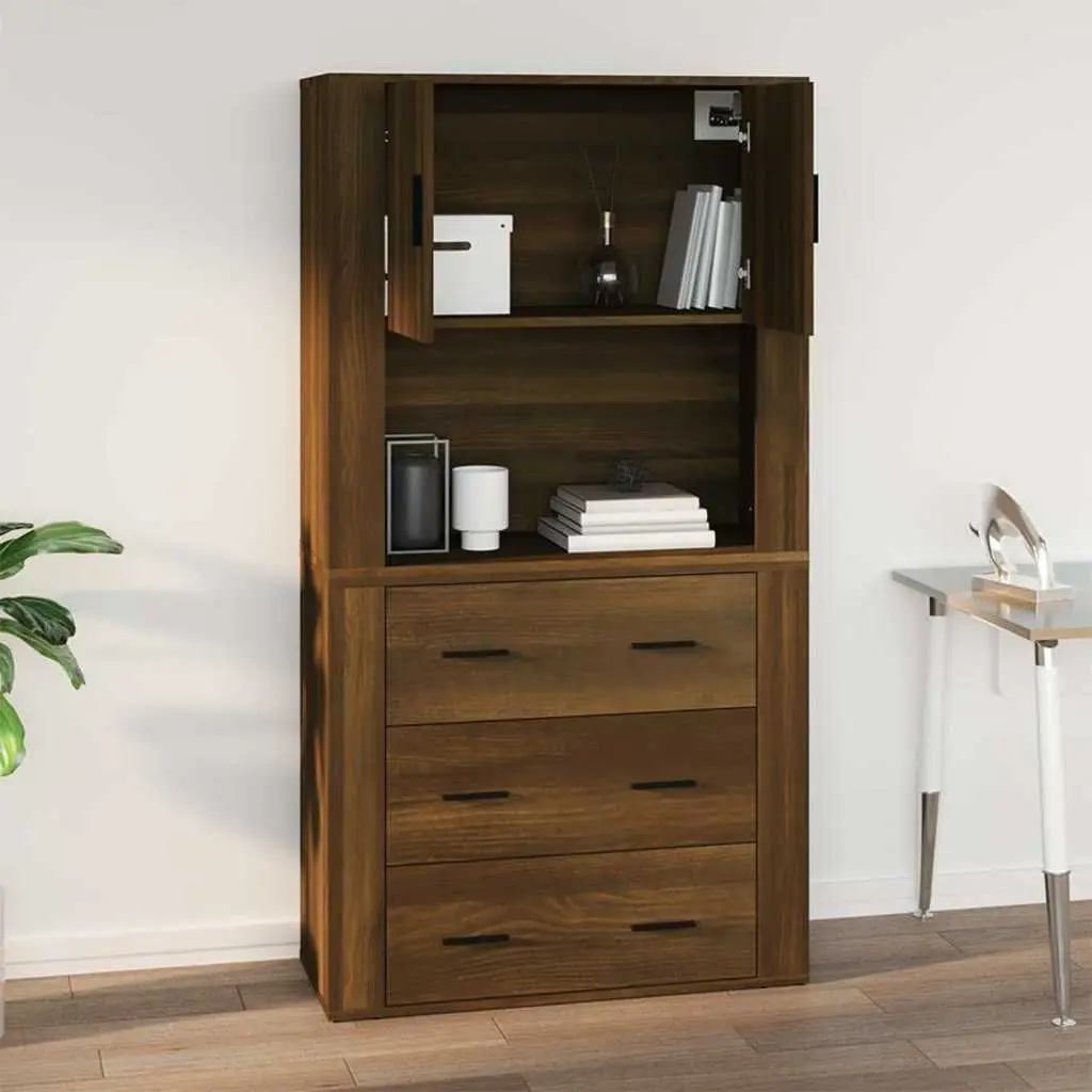 Engineered Wood Wall Cabinet Brown Oak 80x33x80 cm