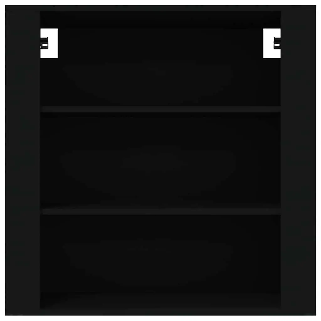 Wall Cabinet Black 80x33x80 cm Storage Organiser 3 Shelves Engineered Wood