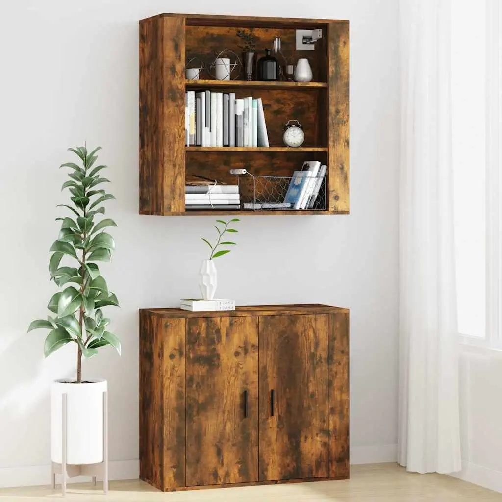 Wall Cabinet for Home Storage Brown Engineered Wood 80x33x80cm
