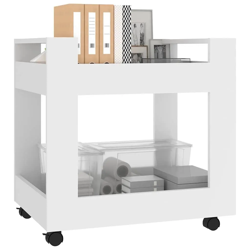Desk Trolley White Storage 60x45x60 cm Open Shelves Rolling Casters Office