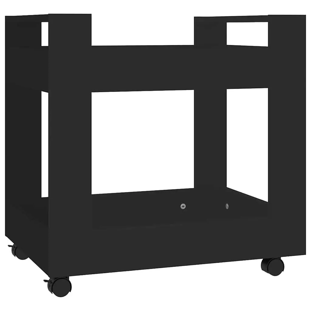 Desk Trolley for Office Kitchen Living Room Black 60x45x60cm Engineered Wood Rolling Storage Shelves