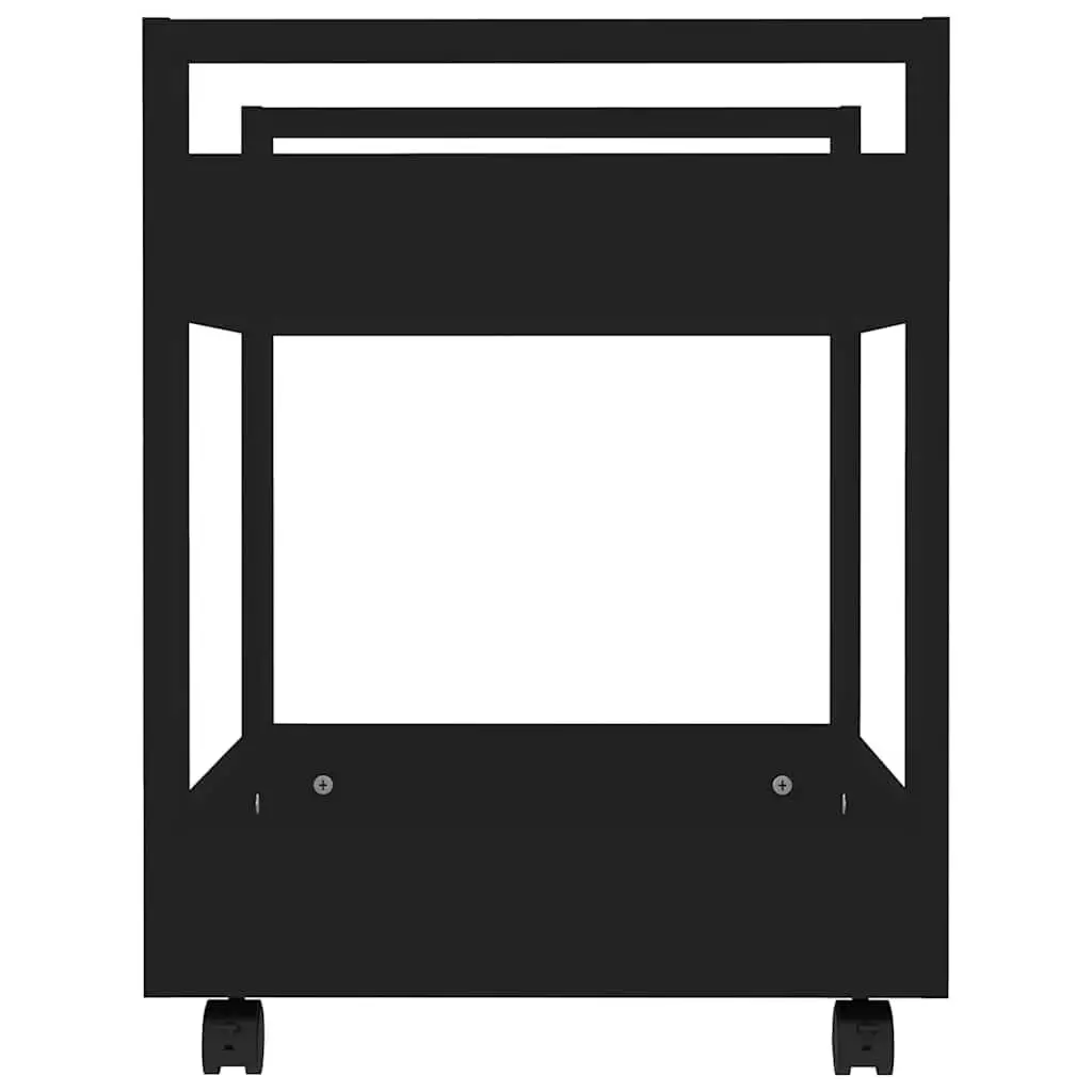 Desk Trolley for Office Kitchen Living Room Black 60x45x60cm Engineered Wood Rolling Storage Shelves