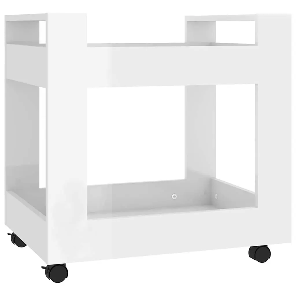 Desk Trolley Storage Cart 60x45x60cm White High Gloss Office Under Desk Shelves