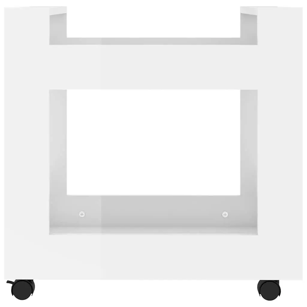 Desk Trolley Storage Cart 60x45x60cm White High Gloss Office Under Desk Shelves