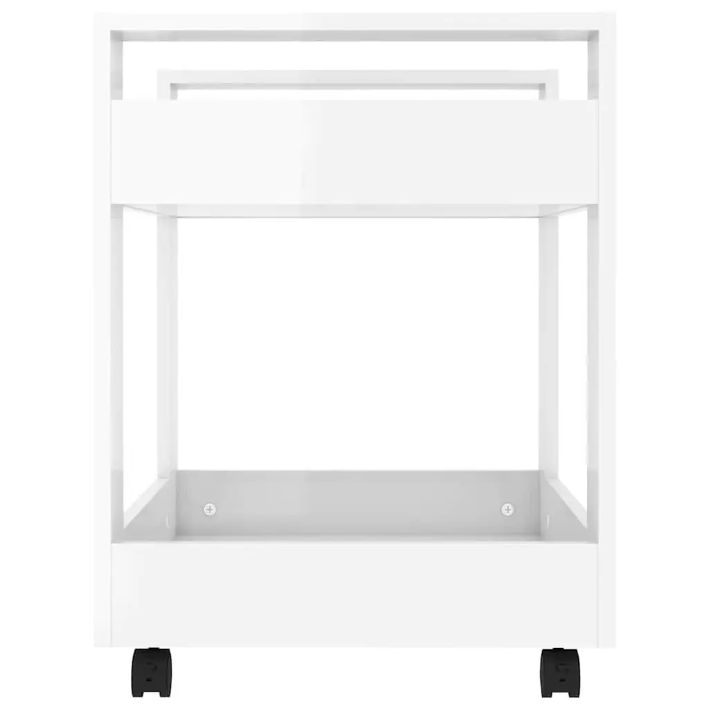 Desk Trolley Storage Cart 60x45x60cm White High Gloss Office Under Desk Shelves