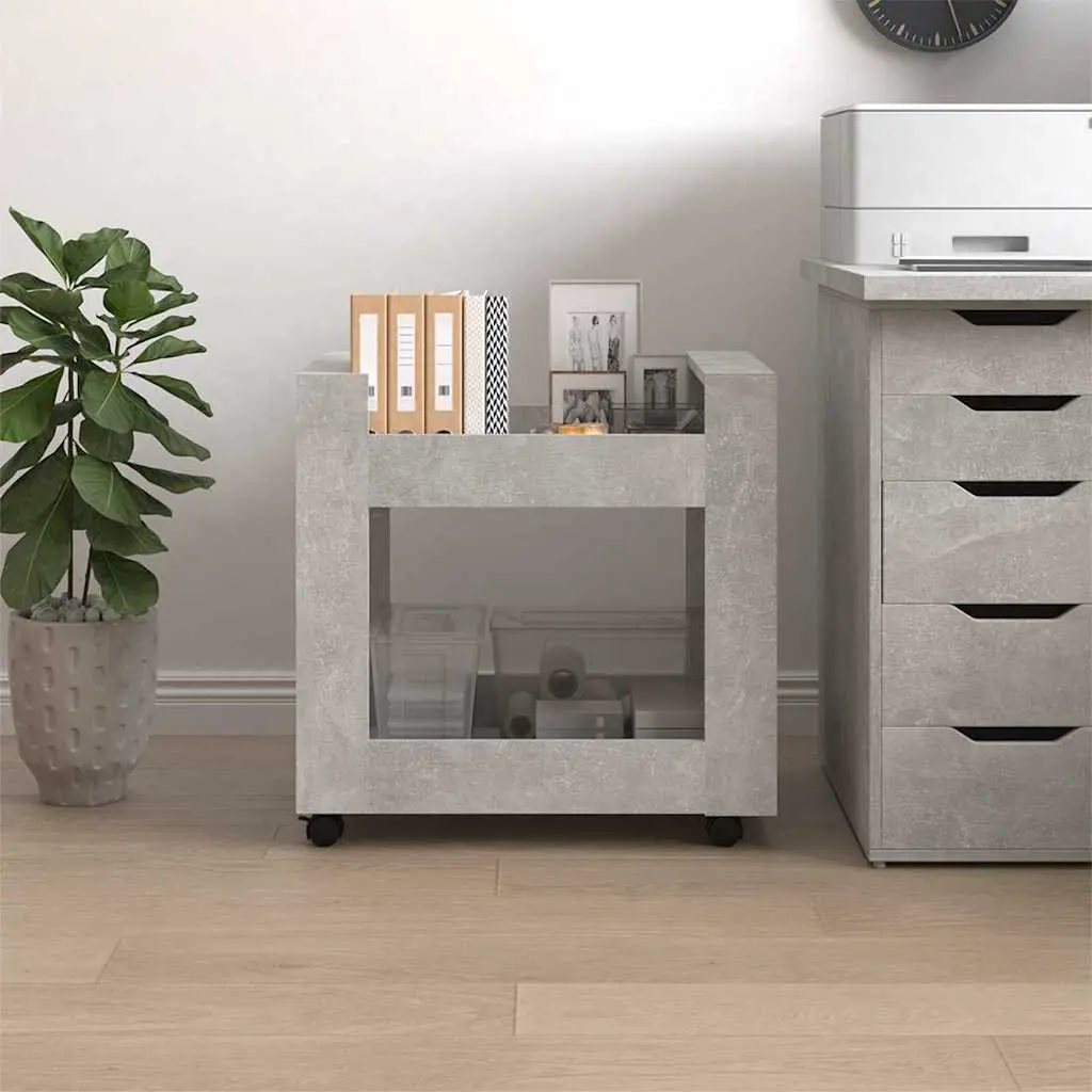 Desk Trolley Grey 60x45x60 cm Storage Cart with Castors Office Organiser