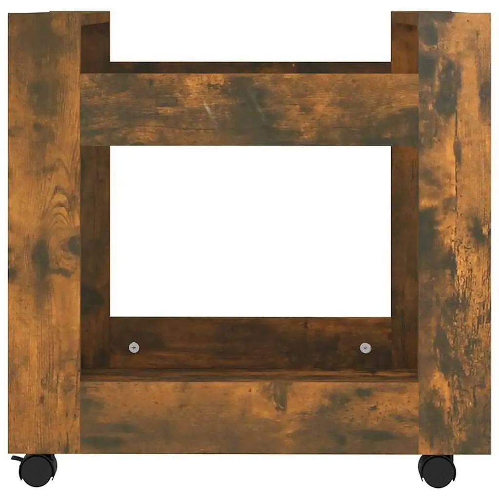 Desk Trolley 60x45x60 cm Smoked Oak Open Shelves Storage Mobile Casters Brown