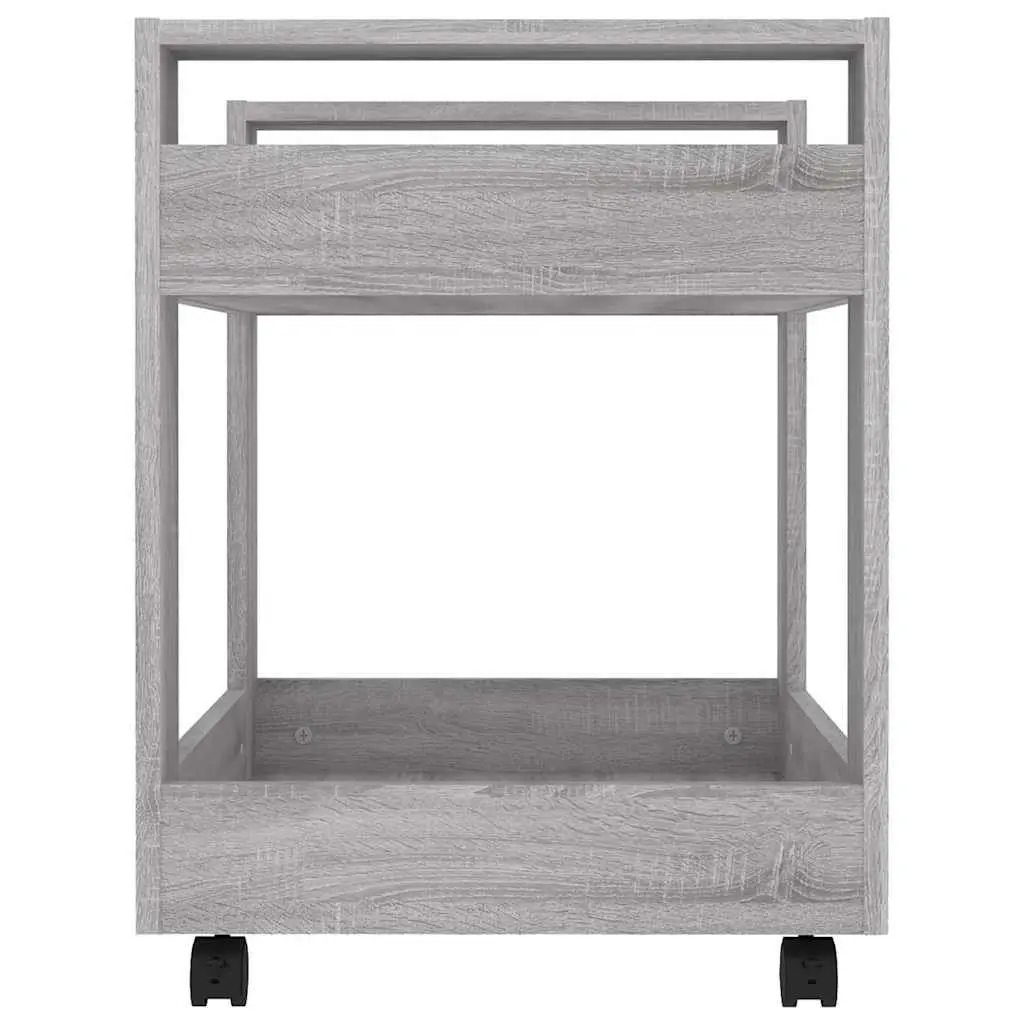Desk Trolley Storage Cart for Office Kitchen Living Room 2 Shelf Engineered Wood Mobile with Rolling Casters