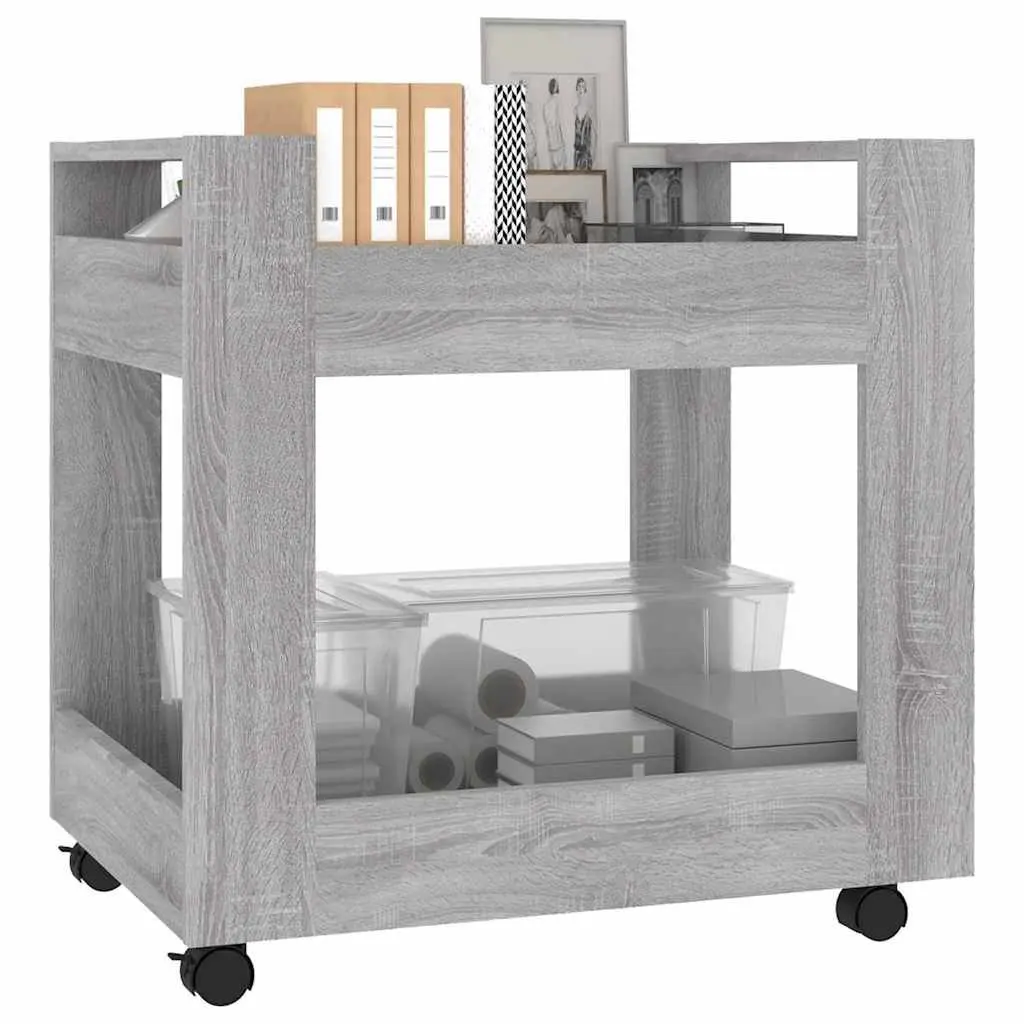 Desk Trolley Storage Cart for Office Kitchen Living Room 2 Shelf Engineered Wood Mobile with Rolling Casters