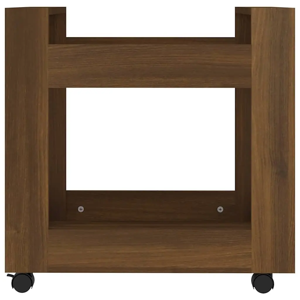 Desk Trolley for Office Kitchen Living Room 60x45x60 cm Brown Engineered Wood with 2 Open Shelves and Rolling Castors