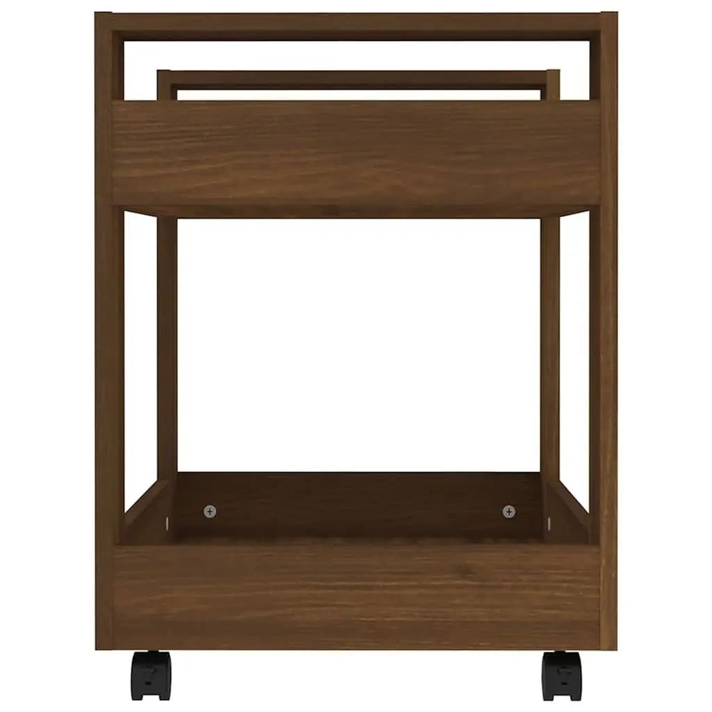 Desk Trolley for Office Kitchen Living Room 60x45x60 cm Brown Engineered Wood with 2 Open Shelves and Rolling Castors
