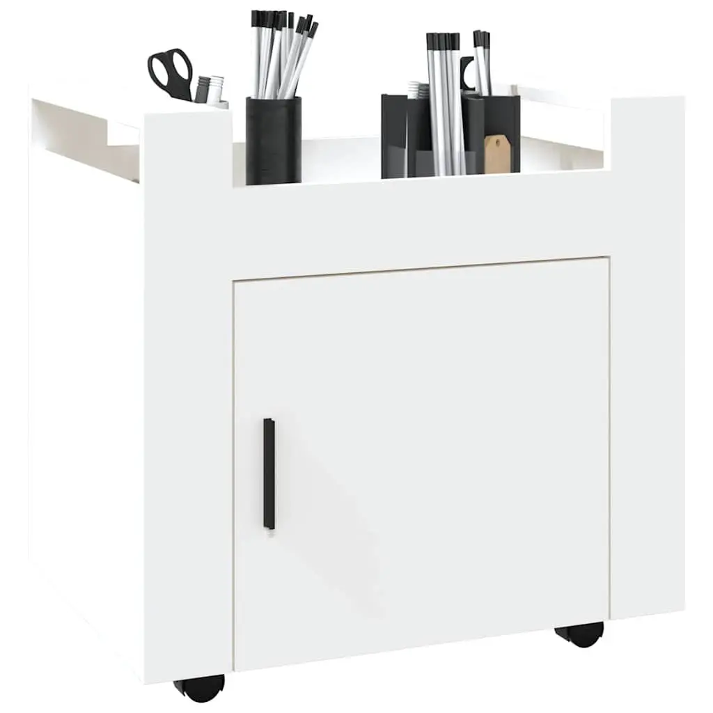 Desk Trolley White Storage Cabinet Mobile Office Organiser Under Desk Cart