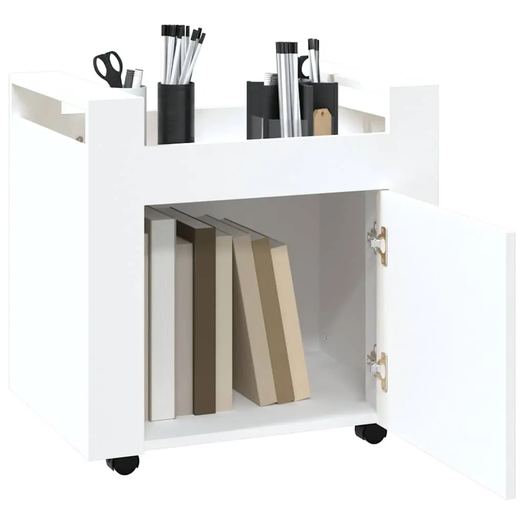 Desk Trolley White Storage Cabinet Mobile Office Organiser Under Desk Cart