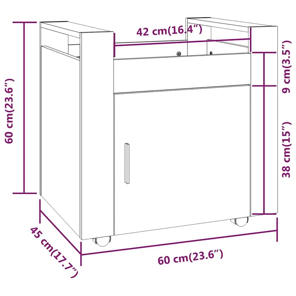 Desk Trolley White Storage Cabinet Mobile Office Organiser Under Desk Cart
